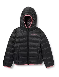 Kurtki i płaszcze dla dziewczynek - Champion Legacy Outdoor K-Light WR Hooded Dla dzieci i młodzieży kurtka, Nero/Rosa, 5-6 lat - grafika 1