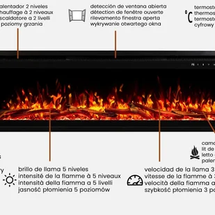 Kominek elektryczny AFLAMO Royal PRO 120 - ogień premium - na ścianę i do zabudowy - 120x38x16 cm - dekoracyjny kominek LED z grzaniem 750/1500 W - Kominki elektryczne Kominek elektryczny AFLAMO Royal PRO 120 - ogień premium - na ścianę i do zabudowy - 120x38x16 cm - dekoracyjny kominek LED z grzaniem 750/1500 W - Kominki elektryczne - miniaturka - grafika 1