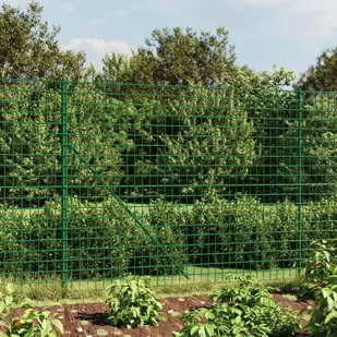 vidaXL Ogrodzenie z siatki, ze stopami słupków, zielone, 2x25 m - Ogrodzenia - miniaturka - grafika 1