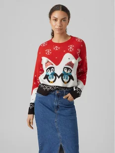 Vero Moda Sweter 10292664 Czerwony Regular Fit - Swetry damskie - miniaturka - grafika 1