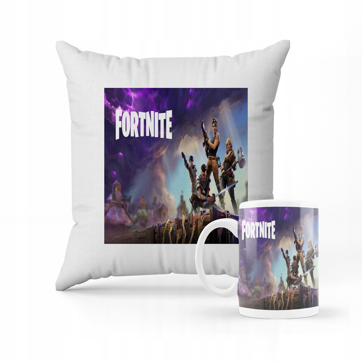 ZESTAW PODUSZKA + KUBEK Prezent Fortnite+ IMIĘ