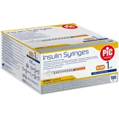 Glukometry i akcesoria dla diabetyków - Pic Solution Insulin Syringes, strzykawka insulinowa 1 ml z igłą 30G (0,30 mm) x 12,7 mm, 100 sztuk - miniaturka - grafika 1