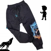 Dresy męskie - SPODNIE DRESOWE bojówki WILK czarne chłopięce kieszenie 170 176 16 lat - miniaturka - grafika 1