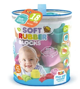 Klocki Miękkie Gumowe 18 szt. Tuba dla Dzieci 12M+ Idealne na Prezent - Klocki - miniaturka - grafika 1