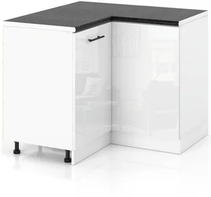 Szafka Kuchenna Stojąca Z Blatem Narożna 90x90cm Spremium Biały Połysk - Szafki kuchenne - miniaturka - grafika 1