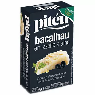 Dorsz suszony "Bacalhau" w oliwie z oliwek z czosnkiem 120g Pit u - Konserwy i dania rybne - miniaturka - grafika 1