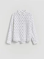 Bluzki dla dziewczynek - Reserved - Wzorzysta koszula z wiskozy - biały - miniaturka - grafika 1