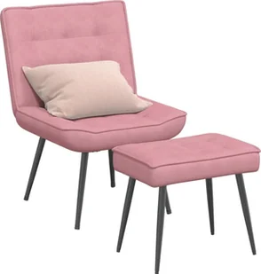 vidaXL Fotel z podnóżkiem, różowy, obity aksamitem - Fotele - miniaturka - grafika 1