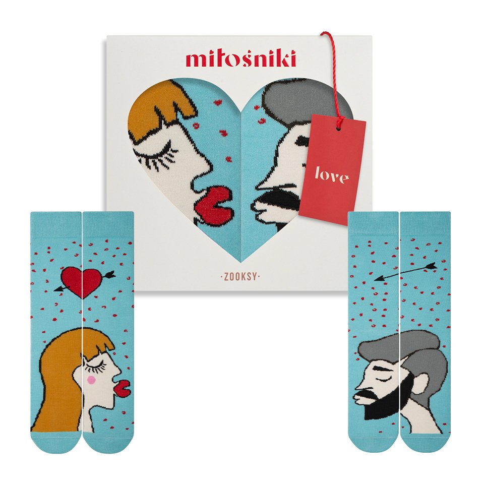 Skarpetki dla zakochanych (ciemna blondynka + szatyn) r.41-46 + pudełko