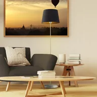 Lampy stojące - Chromowana lampa stojąca podłogowa VASTO GOLD z czarnym abażurem ze złotym wnętrzem - miniaturka - grafika 1