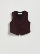 Kurtki i płaszcze dla dziewczynek - Reserved - Dzianinowa kamizelka z wiskozą - bordowy - miniaturka - grafika 1