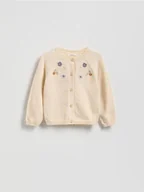 Bluzy dla dziewczynek - Reserved - Kardigan z haftem - złamana biel - miniaturka - grafika 1