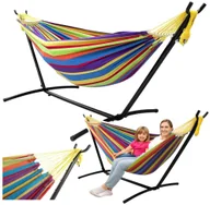 Hamaki - Hamak Ogrodowy Ze Stelażem Dwuosobowy Kolorowy 200x120 LEAN - miniaturka - grafika 1