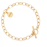 Bransoletki - Złota masywna bransoletka z ozdobnym zapięciem - miniaturka - grafika 1