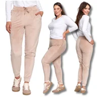 Spodnie damskie - WELUROWE SPODNIE DAMSKIE DRESOWE RURKI WYSOKI STAN WYGODNE MORAJ 3XL - miniaturka - grafika 1