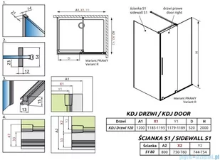 Radaway Furo Kdj Brushed Nickel kabina 120x80cm prawa szczotkowany nikiel 10104622-91-01R/10110580-01-01/10113080-01-01 - Kabiny prysznicowe - miniaturka - grafika 2