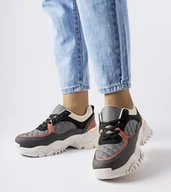 Sneakersy damskie - Szare sneakersy z kolorowymi wstawkami Esquibel-39 - miniaturka - grafika 1