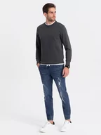 Spodnie męskie - Spodnie męskie JOGGERY jeansowe z przetarciami - niebieskie V3 OM-PADJ-0150 - miniaturka - grafika 1