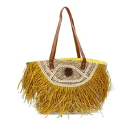 Torebki damskie - Żółta Torebka Damska Sca'Viola Elegancki Koszyk Boho - miniaturka - grafika 1