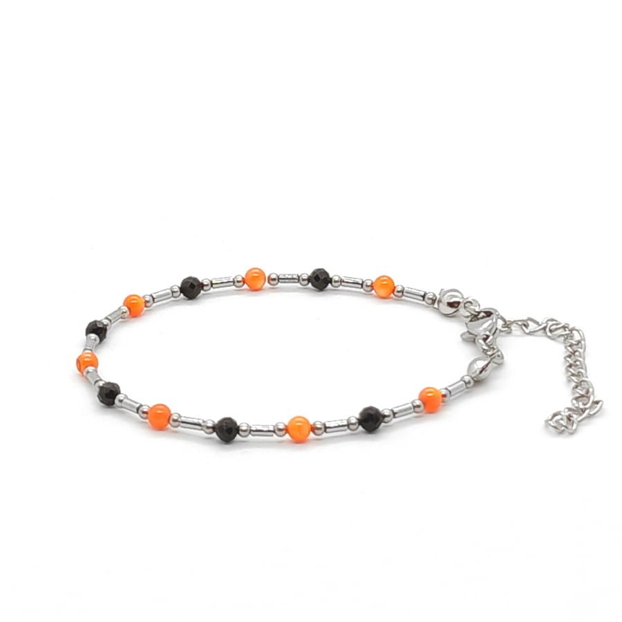 Bransoletka Turmalin, Masa perłowa, Hematyt 15-19cm KAM733 Stal chir.