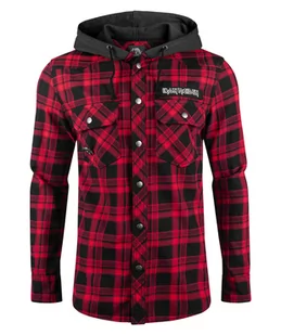 koszula MAIDEN CHECKSHIRT HOODED EDDI  dark red/black, z kapturem-S - Koszule męskie - miniaturka - grafika 1