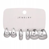 Zestawy biżuterii dla kobiet - elegancki KOMPLET KOLCZYKÓW damskich kolor srebrny SZTYFTY WKRĘTY modne - miniaturka - grafika 1