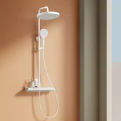 Deszczownice - EMKE Kolumna prysznicowa z baterią termostatyczną, z deszczownica Ø26 cm, Biała - miniaturka - grafika 1