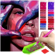 Malowanie po numerach - Haft Diamentowy ARTULIO, Obraz DIY 5D, Diamond Painting, Mozaika Diamentowa 30X40cm (Kobieta w fioletach) + Zestaw Akcesoriów - miniaturka - grafika 1