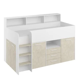 Łóżko Piętrowe Neo Lewe Biały Mat / Granada Migdał MebloCross Granada Migdał, Biały - Łóżka dla dzieci i młodzieży - miniaturka - grafika 1