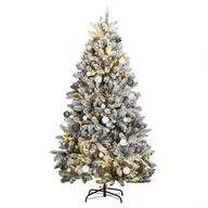 Choinki - vidaXL Sztuczna choinka na zawiasach, 300 lampek LED i bombki, 270 cm - miniaturka - grafika 1