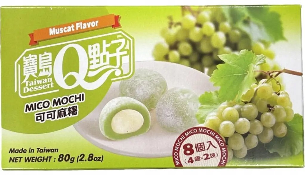 Ciastka Ciasteczka Mochi Mico o smaku Białego Winogrona 80g Grape Mochi