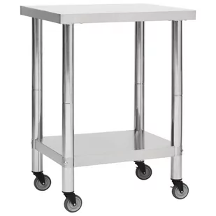 vidaXL Kuchenny stół roboczy na kółkach 80x30x85 cm stal nierdzewna 51634 - Stoły gastronomiczne - miniaturka - grafika 1