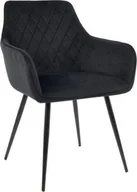 Krzesła - Krzesło tapicerowane kubełkowe romby do jadalni salonu Maria czarny - miniaturka - grafika 1