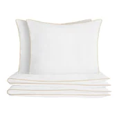 Pościel - Pościel bawełniana Retro 200x220 biała ze złotą lamówką - miniaturka - grafika 1