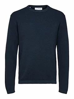 Swetry męskie - SELECTED HOMME Sweter męski z dzianiny waflowej, Dark Sapphire, XL - grafika 1