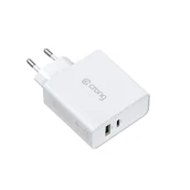 Ładowarki do telefonów - Crong Dual-Port Travel Charger – Ładowarka sieciowa USB-A + USB-C Power Delivery 45W (biały) - miniaturka - grafika 1