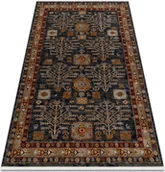 Dywany - Dywan KESHAN Frędzle, Ramka orientalny 6174/53511 granat / bordo niebieski 200x290 cm - miniaturka - grafika 1