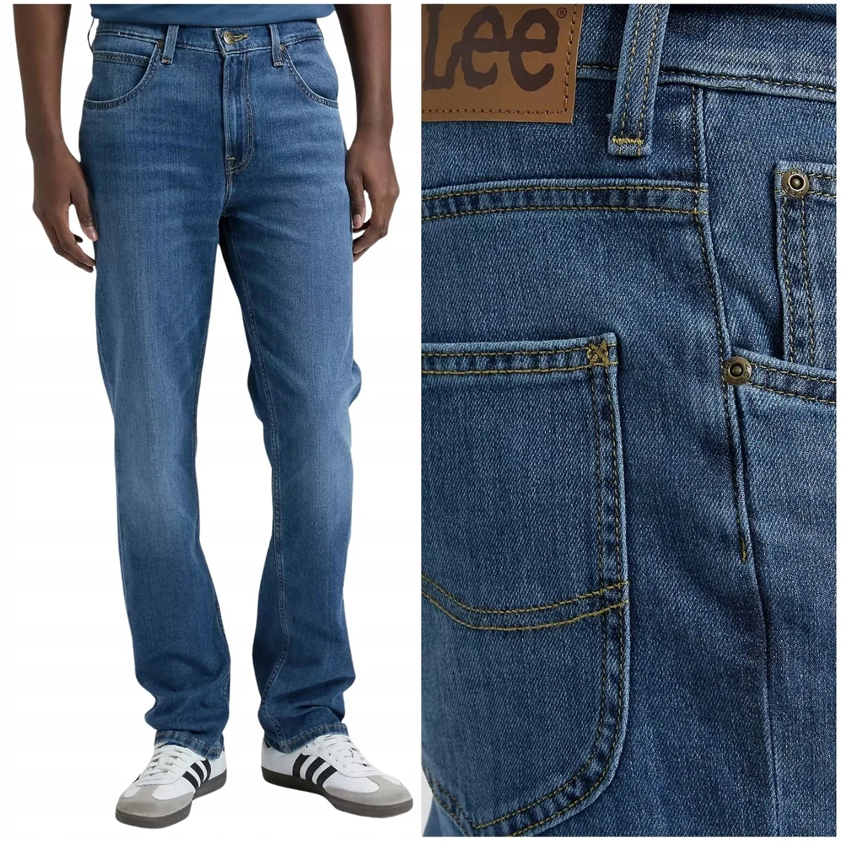 Lee Brooklyn Archie Lightweight proste ciemne spodnie jeansowe W38 L32