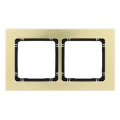 Klawisze i ramki - Karlik Ramka podwójna Deco metal - mosiądz szczotkowany,czarny - miniaturka - grafika 1