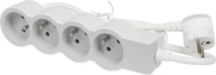 HELMO Przedłużacz standard 4x2P+Z z przewodem 3.0m 3x1.5 mm2 biały/jasnoszary 049490 - Listwy zasilające - miniaturka - grafika 1