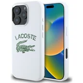 Etui i futerały do telefonów - Etui LACOSTE Silicone Cracked Logo MagSafe do Apple iPhone 16 Pro Biały - miniaturka - grafika 1
