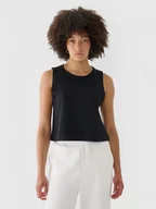 Koszulki sportowe damskie - Damski crop top 4F 4FRAW24TSLEF183 - czarny - miniaturka - grafika 1