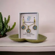 Naszyjniki - Złoty zestaw Niezapominajki BIŻUTERIA z prawdziwymi kwiatami - miniaturka - grafika 1