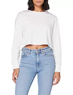 Swetry damskie - Build Your Brand Damska bluza damska Terry Cropped Crew pulowery, sweter dla kobiet, dostępny w kolorze czarnym lub białym, rozmiary XS - 5XL, biały, 4XL - miniaturka - grafika 1