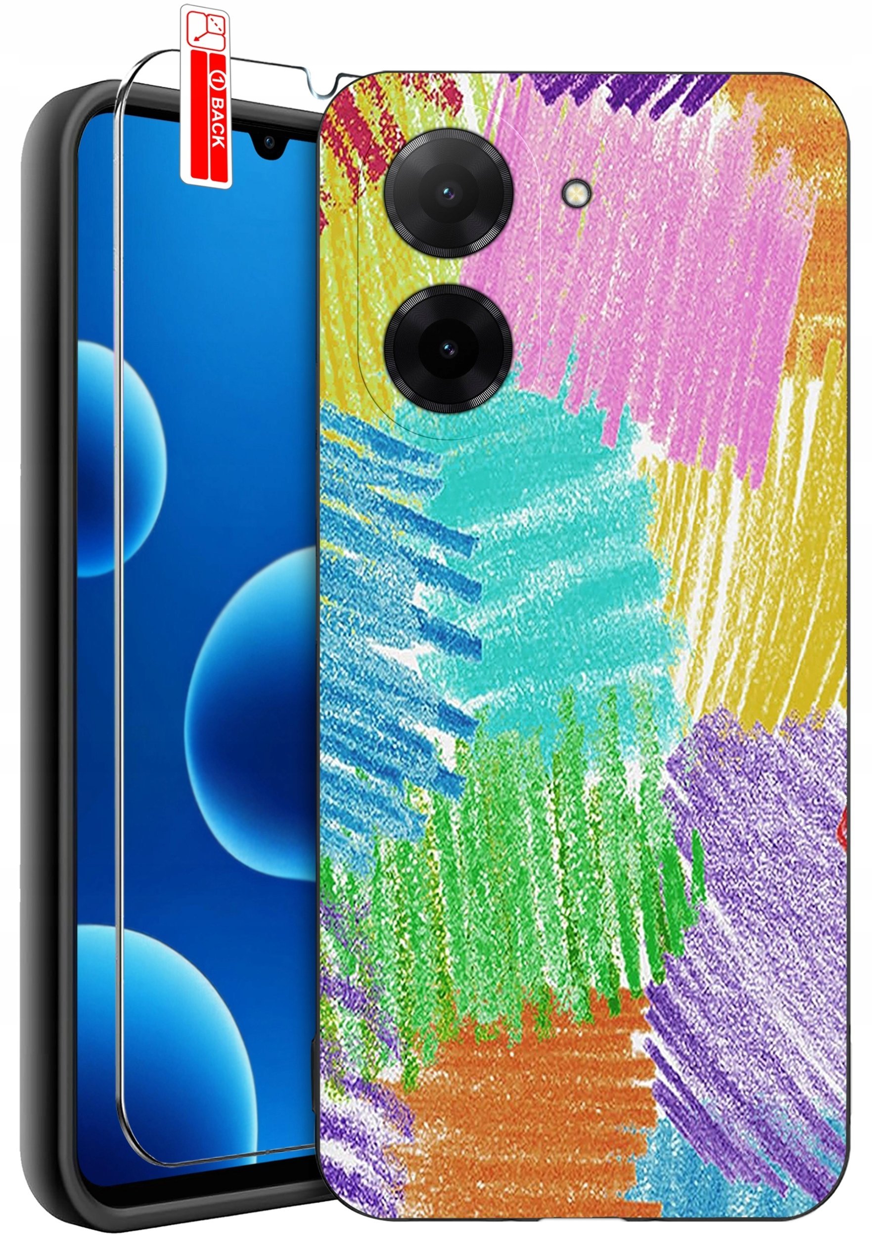 ETUI do Xiaomi Redmi A5 WZORY SILIKONOWE MATT CASE + SZKŁO 9H
