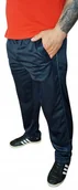 Dresy męskie - SPODNIE DRESOWE MĘSKIE ŚLISKIE GRANATOWE z lampasem kieszenie XXL - miniaturka - grafika 1