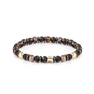Bransoletka koraliki w kolorze czarnym EM 18 - EM Men's Accessories - Bransolety męskie - miniaturka - grafika 1