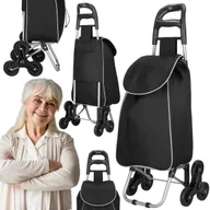 Torby i wózki na zakupy - Wózek transporowy na zakupy 30 l torba zakupowa dla seniora na 6 kółkach, schodowa szaro-czarny - miniaturka - grafika 1