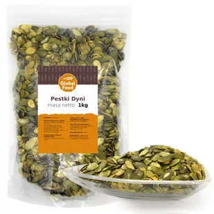 PESTKI DYNI ŁUSKANE ŁUSZCZONE GLOBAL FOOD 1kg 1000g - Ziarna i nasiona roślin strączkowych - miniaturka - grafika 1