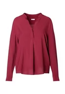 Bluzki damskie - Seidensticker Damska bluzka - modna bluzka - tunika bluzka - regularny krój - stójka - dekolt w serek - długi rękaw - 100% wiskoza, ciemnoczerwony, 40 - miniaturka - grafika 1
